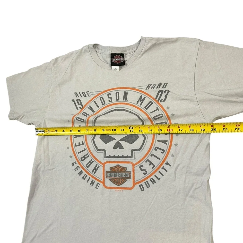 Harley Davidson Double Side  T-Shirt M Medium Lynchburg‎ TN Gray Skull - Picture 4 of 7
